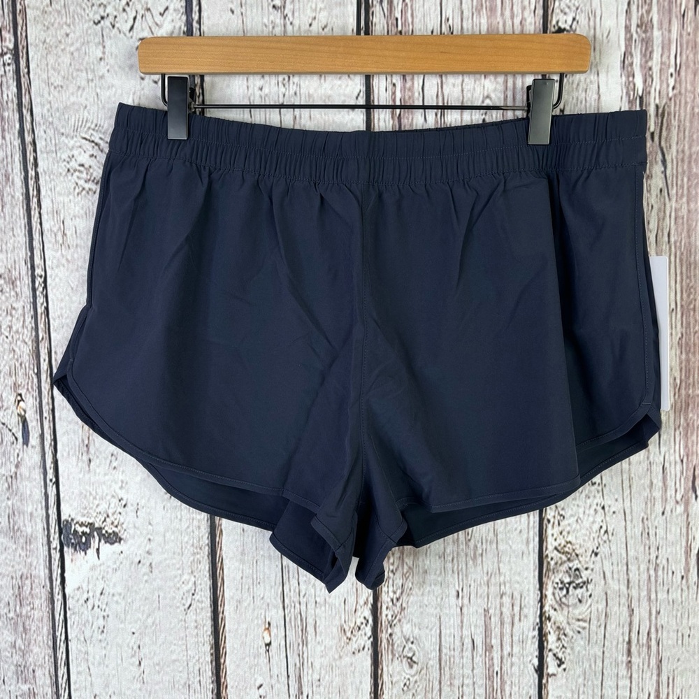 ATHLETA NWT Speedwork Short Size Large Navy Blue Lined Running Lightweight NEW!